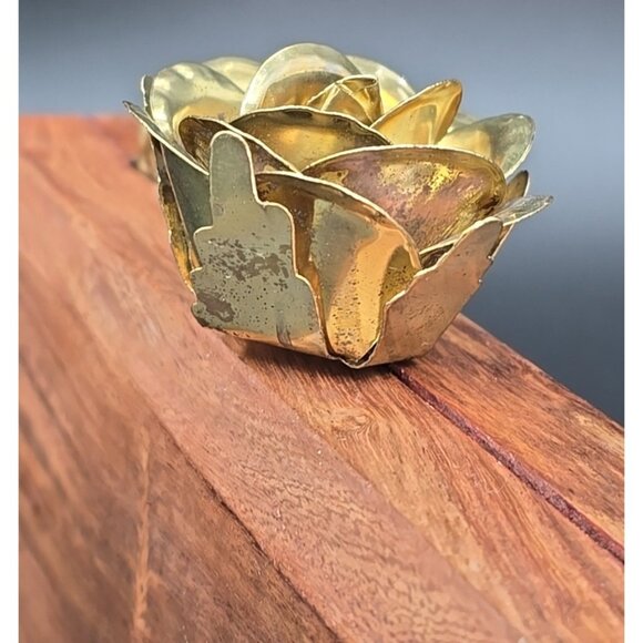 Handcrafted Wooden Clutch Bag Purse Natural Wood Gold Tone Cross Body Floral - Picture 5 of 13